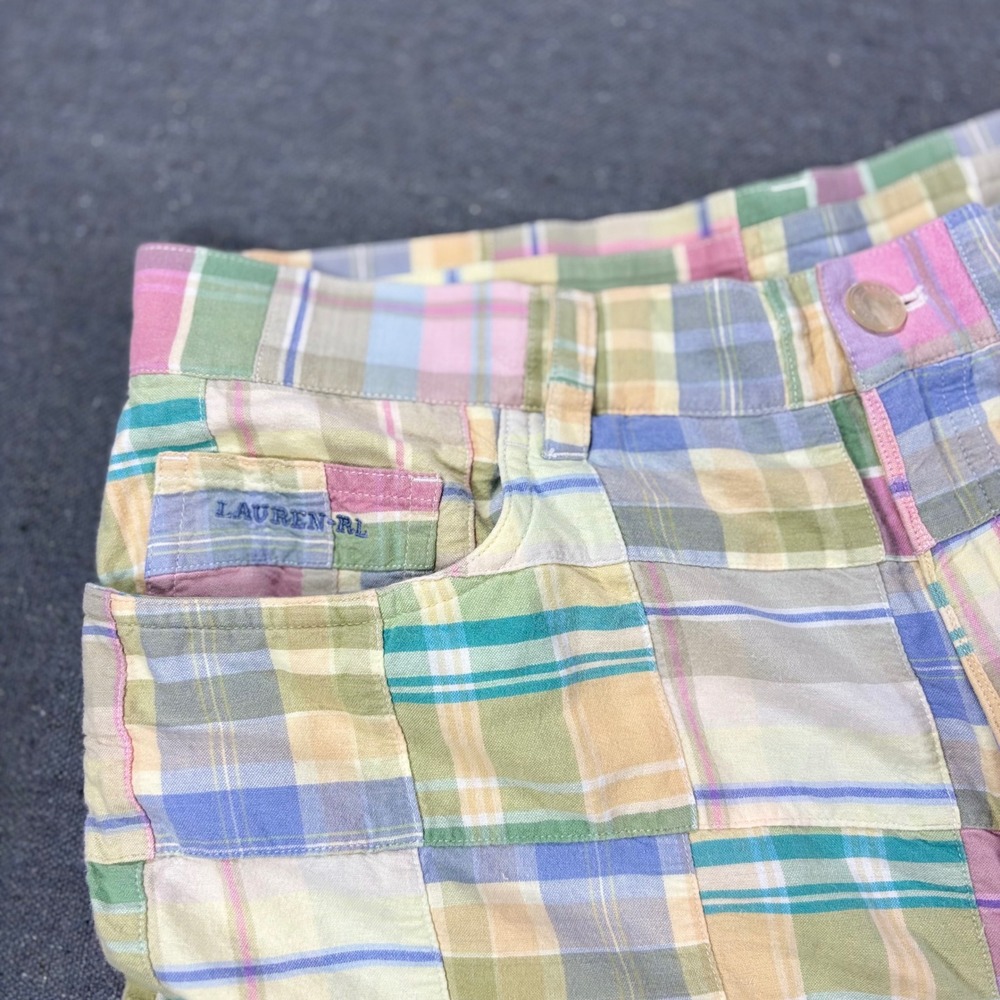 Lauren Jeans Co Ralph Lauren Pants Womens 12 Multicolor Patchwork Plaid Cropped - Picture 8 of 9